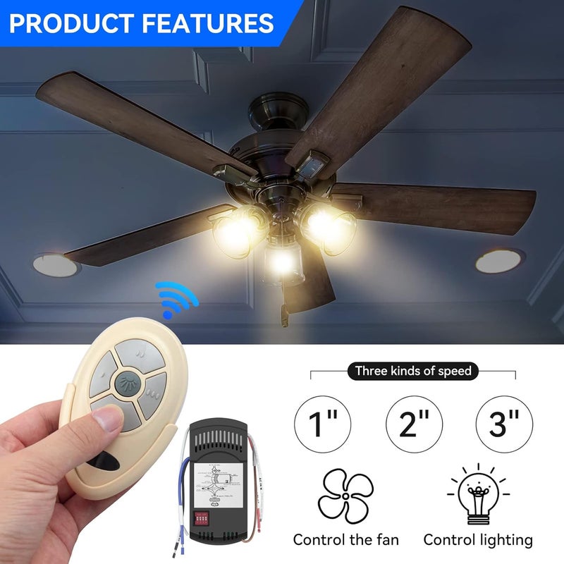 FEKOTS Universal Ceiling Fan Remote Control Kit, Replacement for Harbor Breeze, Hampton Bay, Hunter, Receiver FAN28R Light Dimmer, Replace L3HFAN35T1 FAN-35T1 L3HFAN35T FAN-35T KUJCE9603 UC7202T CHQ7202T - Image 3